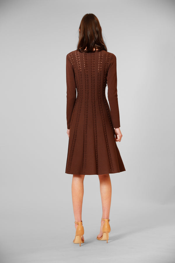 Julia Jordan LONG SLEEVE SWEATER KNIT DRESS BROWN