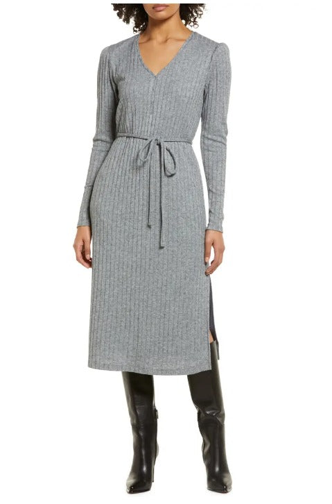 julia jordan Long Sleeve Sweater Knit Dress Grey
