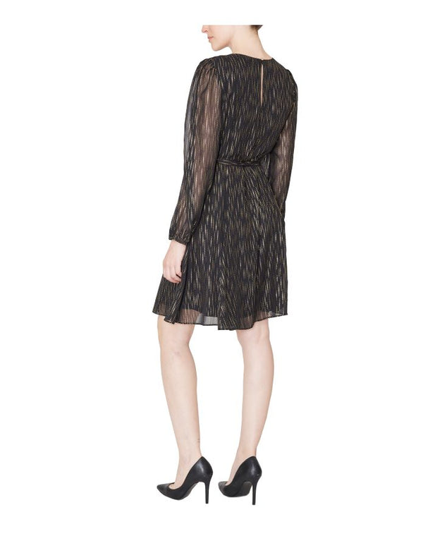 Julia Jordan Long Sleeve Swing Dress Black Gold