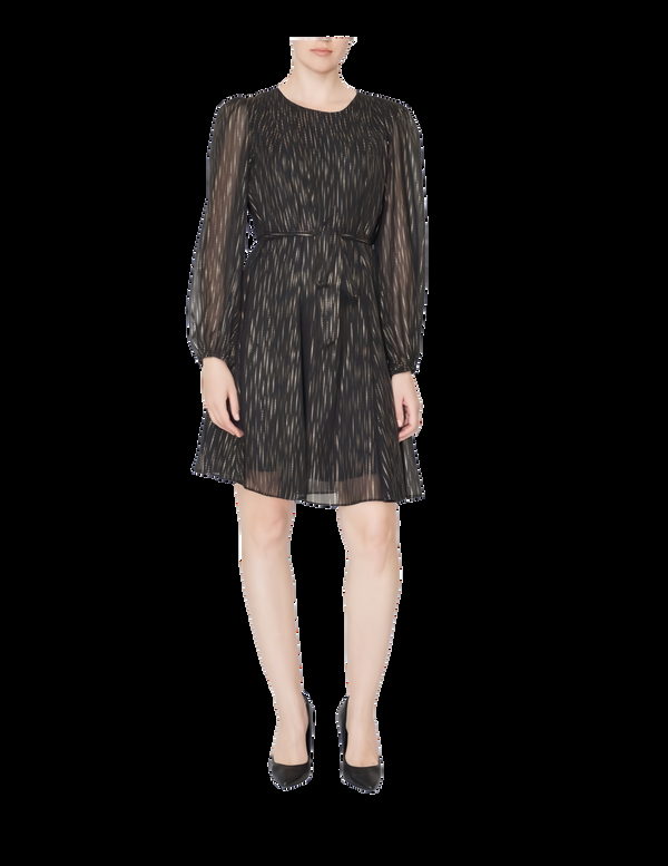 julia jordan Long Sleeve Swing Dress Black Gold