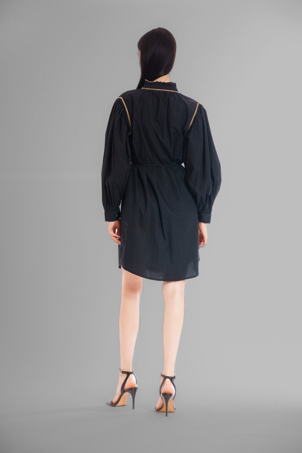 Julia Jordan LONG SLV SHIRTDRESS BLACK IVORY