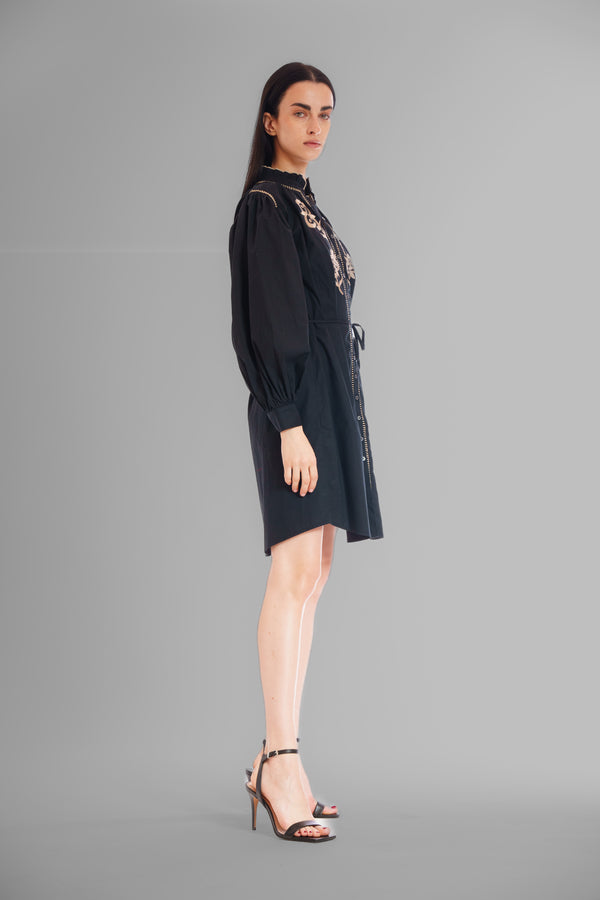 Julia Jordan LONG SLV SHIRTDRESS BLACK IVORY