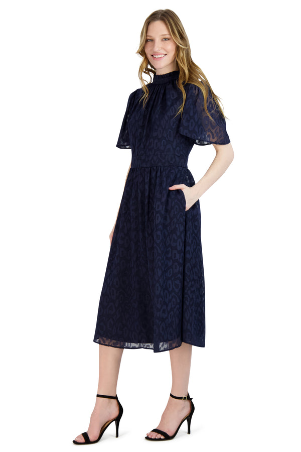 Julia Jordan Mock Neck Dress Navy