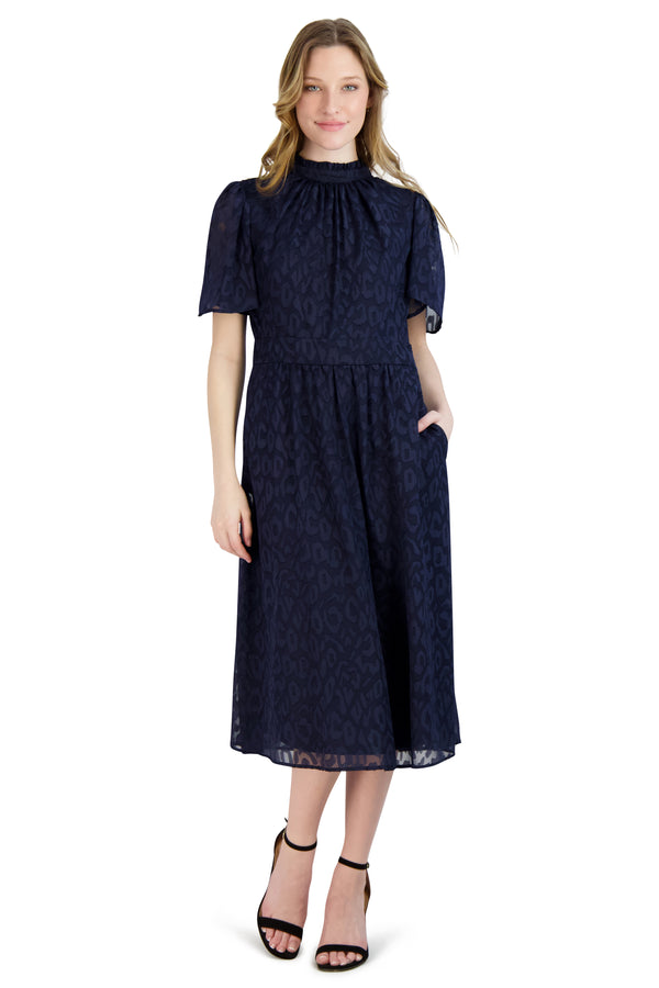 julia jordan Mock Neck Dress Navy