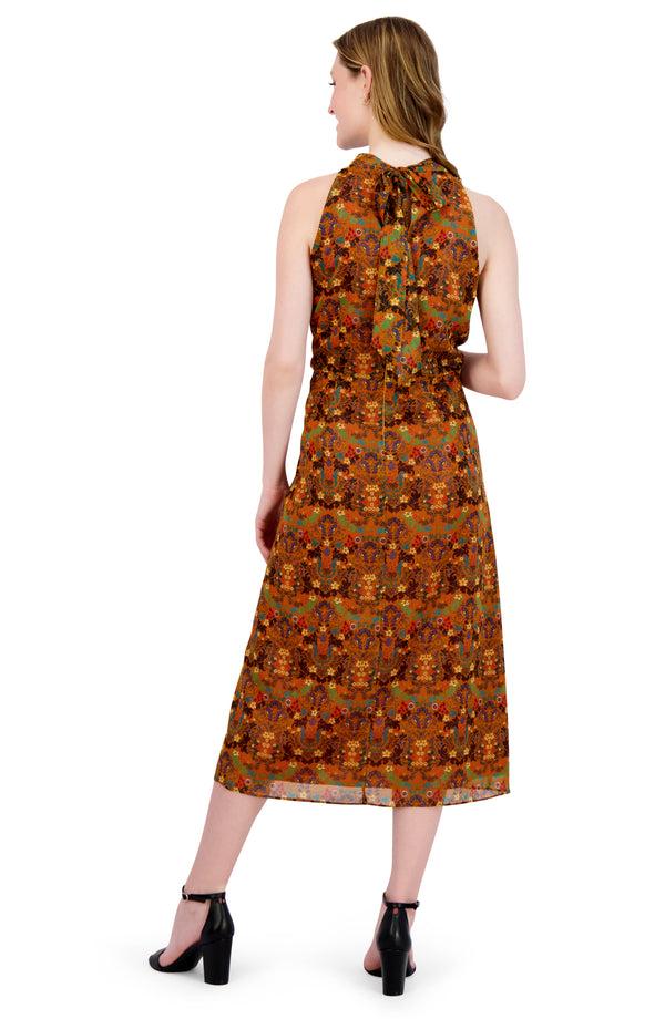 Julia Jordan Mock Neck Sleeveless Mustard Multi