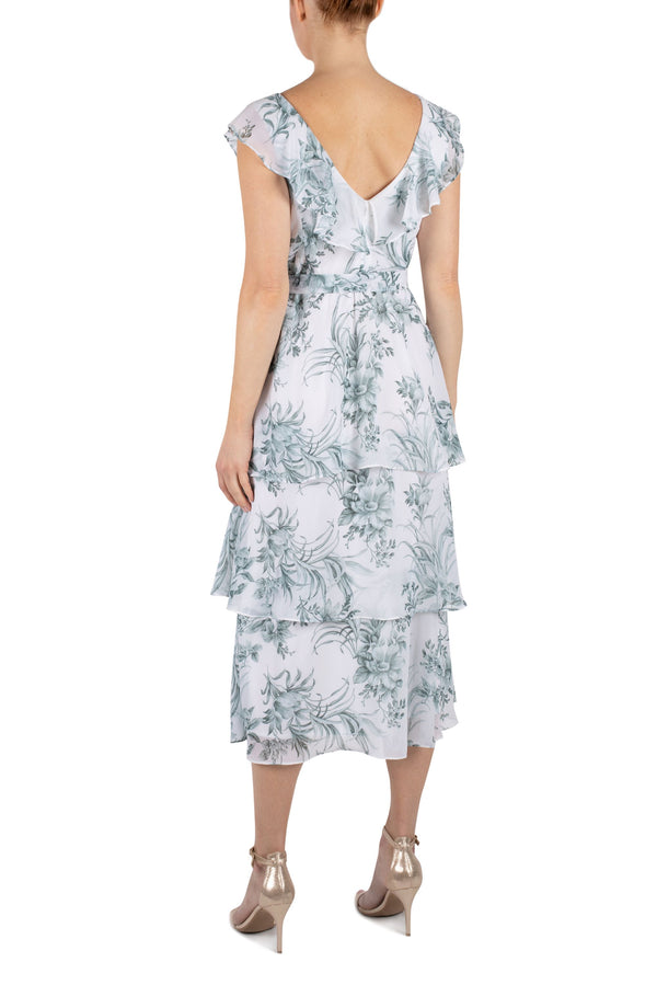 Julia Jordan NECK RUFFLE 3 LAYER DRESS Ivory