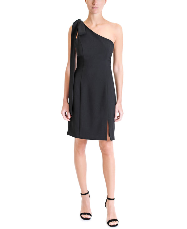 julia jordan One Shoulder Bow Tie Dress Black