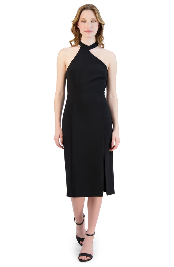 Julia Jordan ONE SHOULDER MIDI DRESS BLACK