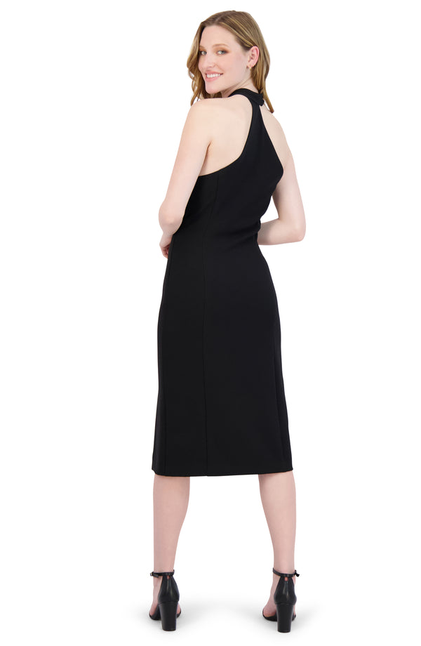 Julia Jordan ONE SHOULDER MIDI DRESS BLACK