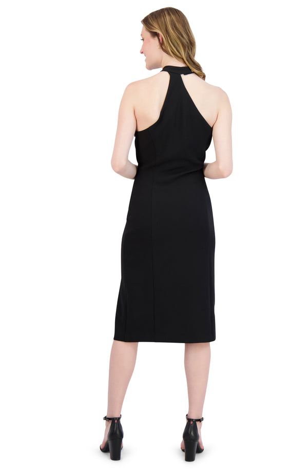 Julia Jordan ONE SHOULDER MIDI DRESS BLACK