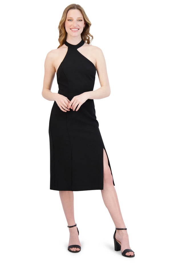 julia jordan ONE SHOULDER MIDI DRESS BLACK