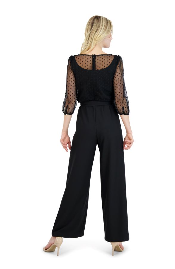 Julia Jordan Puff Sleeve Boat Neck Jumpsuit Black