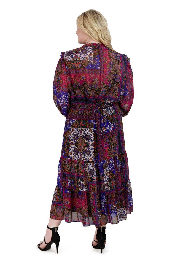 Julia Jordan Ruffle Drawstring Midi Dress Multi