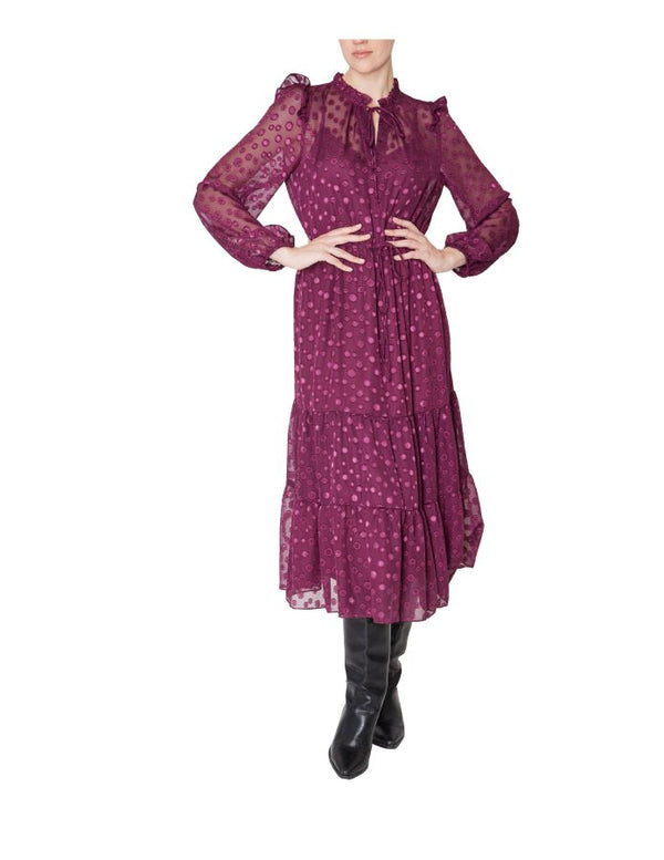 Julia Jordan Ruffle Drawstring Midi Dress Navy