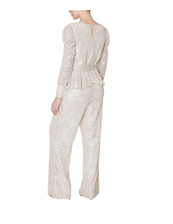 Julia Jordan Sequin Wide Leg Pant Ivory
