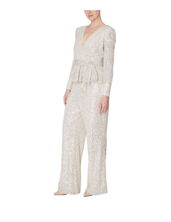 Julia Jordan Sequin Wide Leg Pant Ivory
