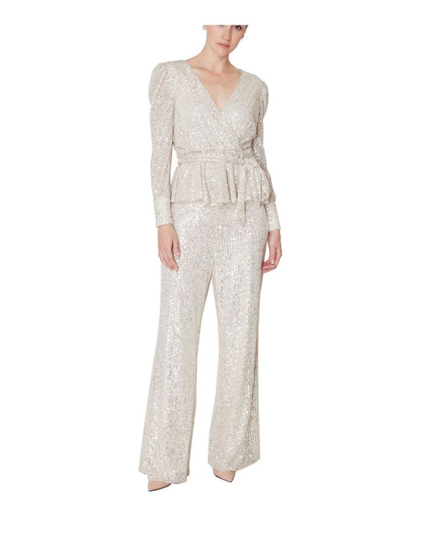 julia jordan Sequin Wide Leg Pant Ivory