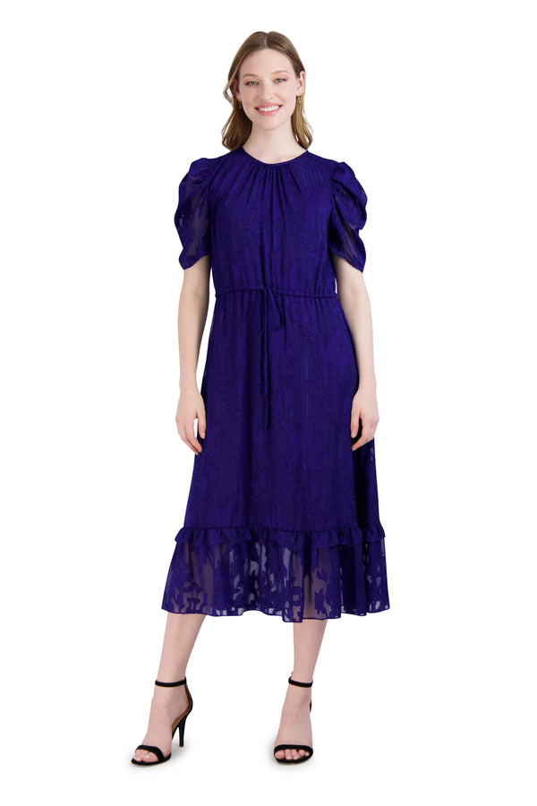 julia jordan SHIRRED SLEEVE MAXI ROYAL