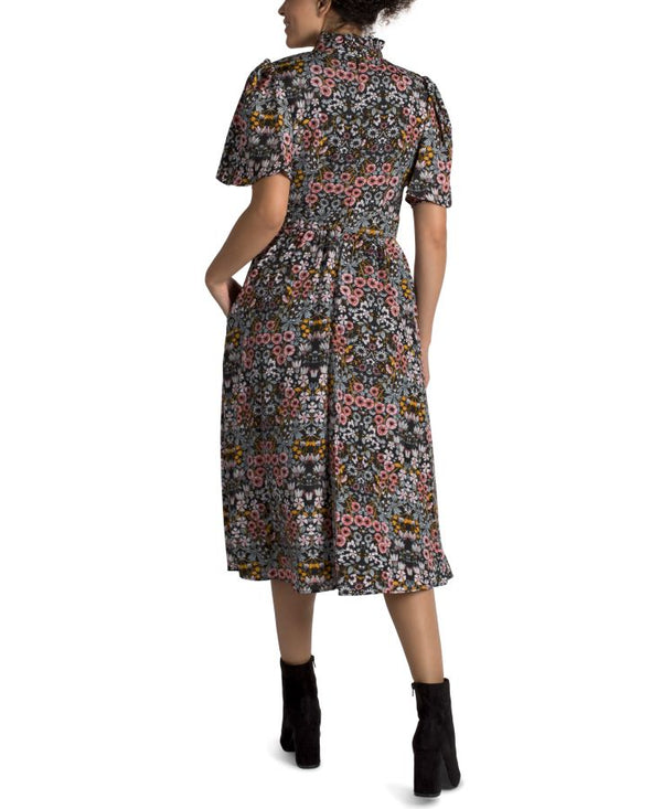 Julia Jordan Short Sleeve Mock Neck Dress Multi