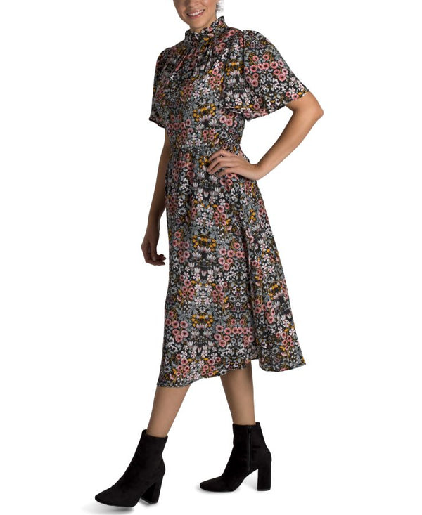 Julia Jordan Short Sleeve Mock Neck Dress Multi