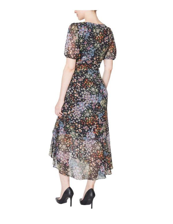 Julia Jordan Short Sleeve Ruched Dress Black Multi