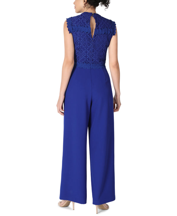 Julia Jordan Sleeveless Mock Neck Jumpsuit Cobalt