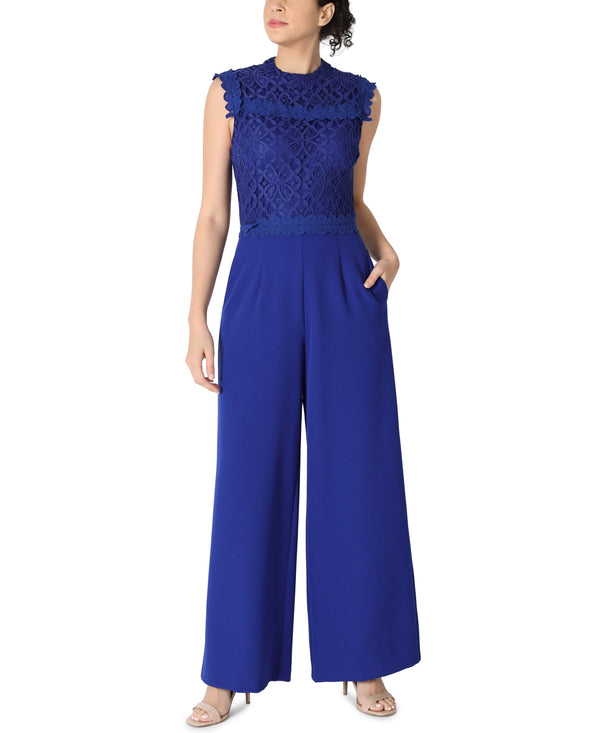 julia jordan Sleeveless Mock Neck Jumpsuit Cobalt