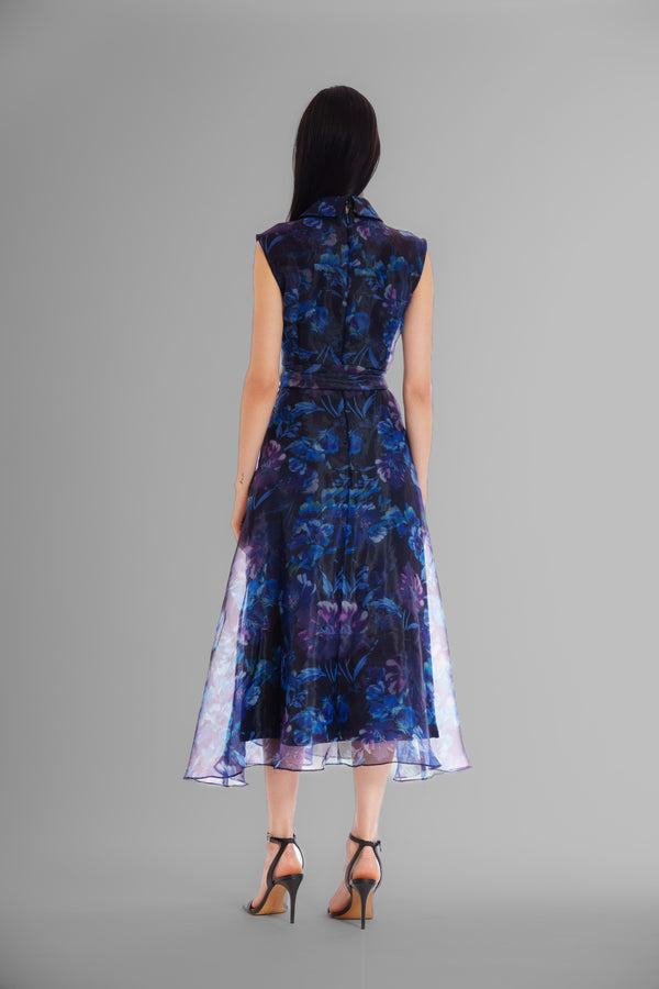 Julia Jordan SLVLESS GOWN W/ LAPE BLUE MULTI