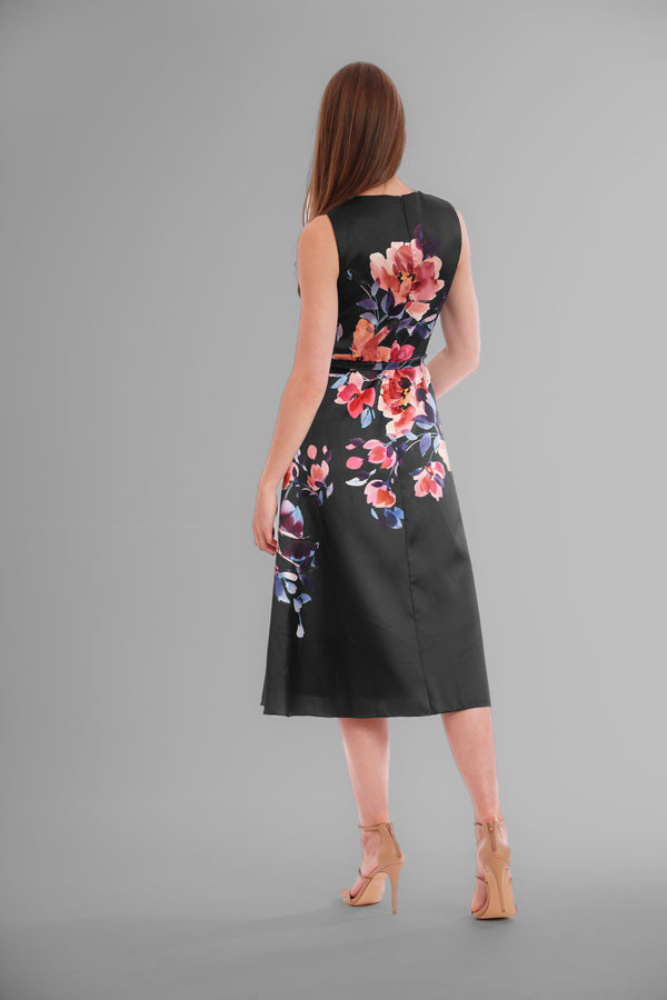 Julia Jordan SLVLESS MIDI PRINTED DRESS BLK/MULTI