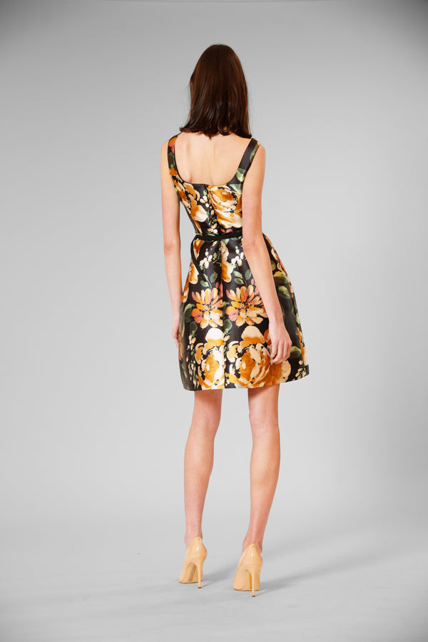 Julia Jordan SLVLESS SHORT DRESS BLACK YELLOW