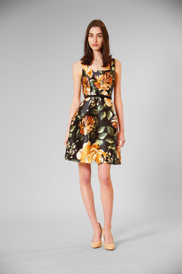 julia jordan SLVLESS SHORT DRESS BLACK YELLOW