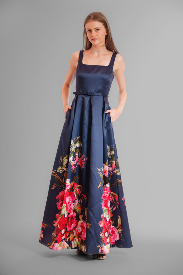 Julia Jordan SQUARE NECKLINE LONG NAVY