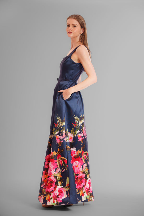 Julia Jordan SQUARE NECKLINE LONG NAVY