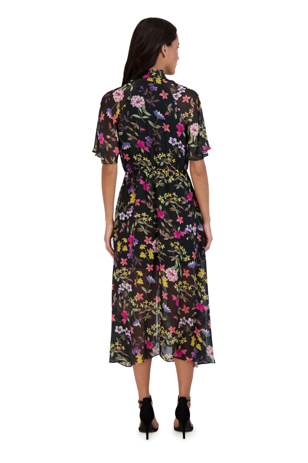 Julia Jordan Tie Neck Flutter Sleeve Midi Dress 2