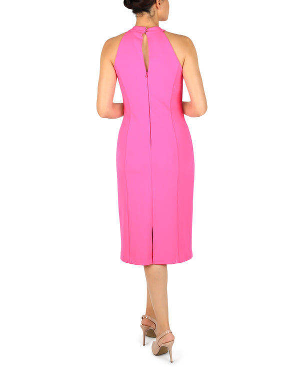 Julia Jordan Twist Halter Sheath Dress Fuchsia