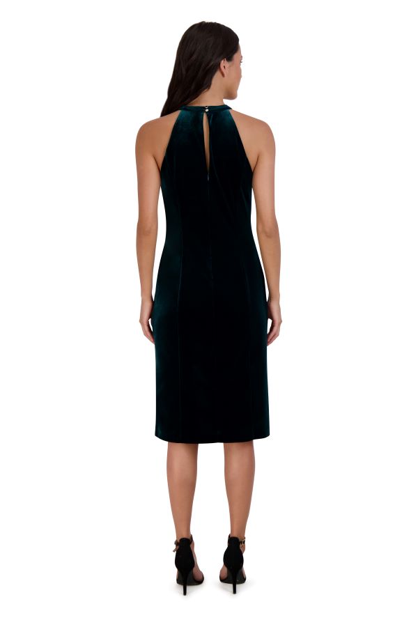 Julia Jordan Twist Neck Sheath Midi Dress Green