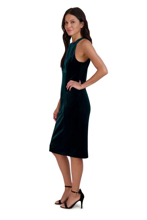 Julia Jordan Twist Neck Sheath Midi Dress Green