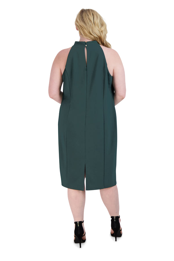 Julia Jordan Twist Neck Sheath Midi Dress Pine