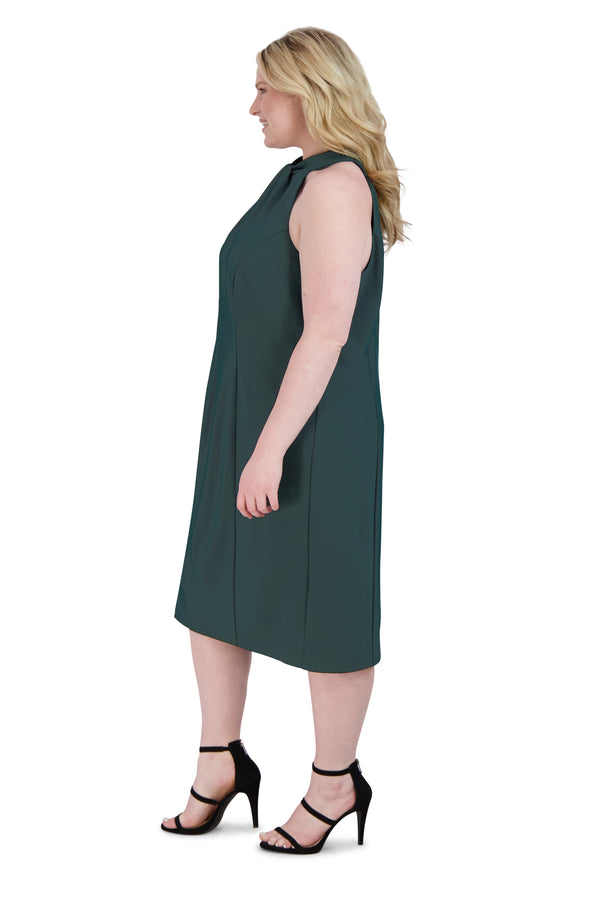 Julia Jordan Twist Neck Sheath Midi Dress Pine