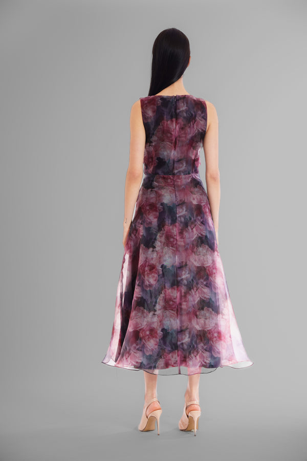 Julia Jordan V-NECK SLEVELESS GOWN NAVY/PINK