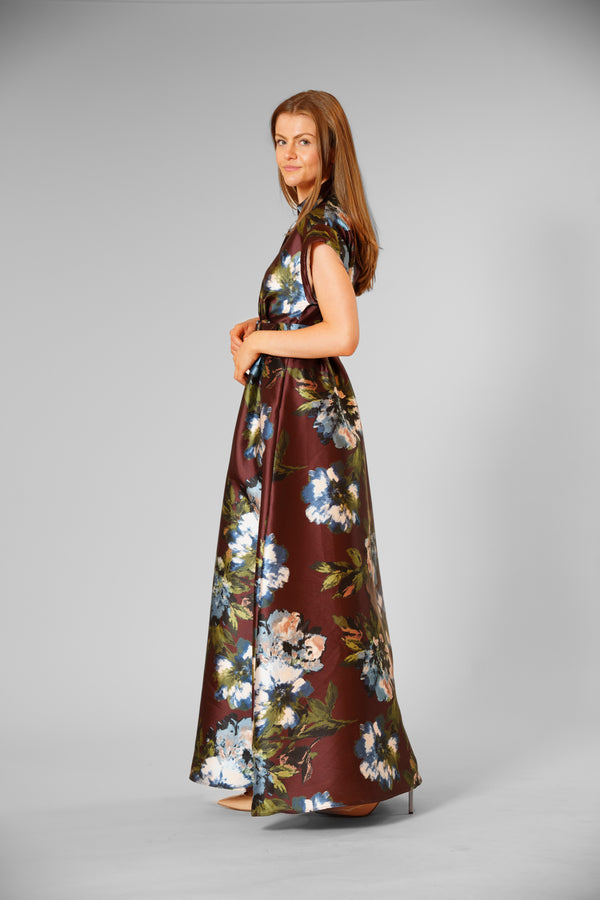 Julia Jordan LONG LENGTH SHIRT DRESS W SELF COVERED BELT BROWN MULTI