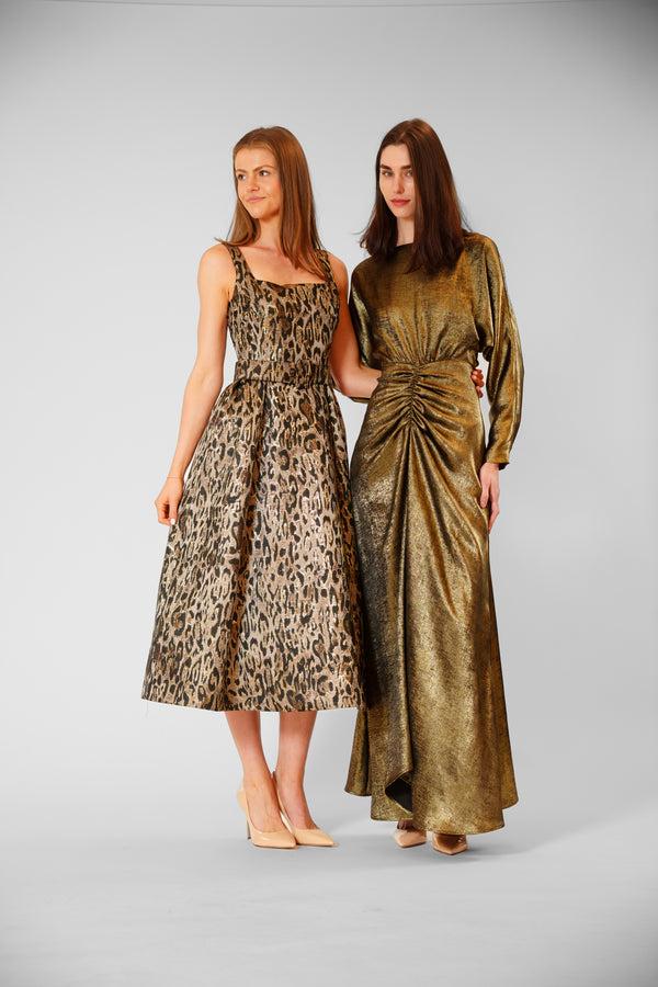 Julia Jordan LONG LENGTH SLV LONG DRESS W/ ROUCHING GOLD