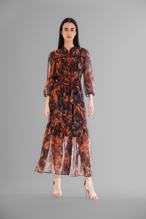 julia jordan LONG LENGTH WITH SELF TIE AND TRIM DETAILS ORANGE MULTI