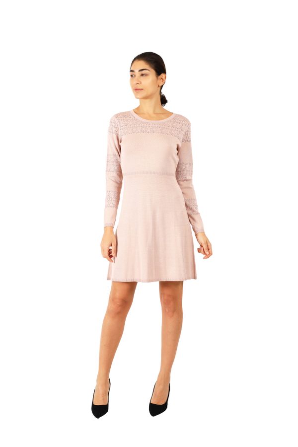 julia jordan Long Sleeve Pointelle Insert Knit Dress PXS
