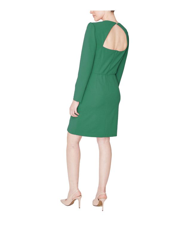 Julia Jordan Long Sleeve Round Neck Short Dress Lucky Green