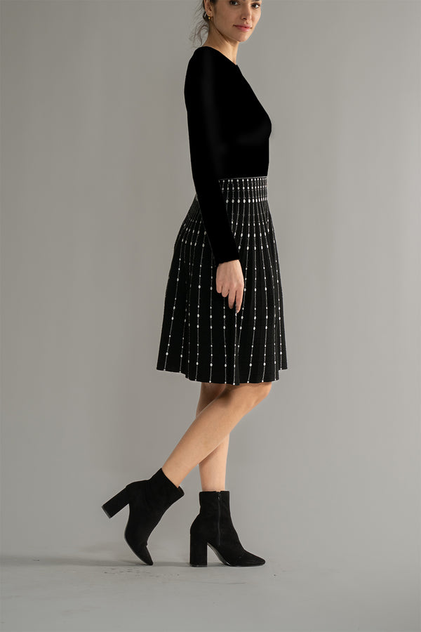 Julia Jordan LONG SLEEVE SCOOP NECK SWEATER DRESS BLACK WHITE