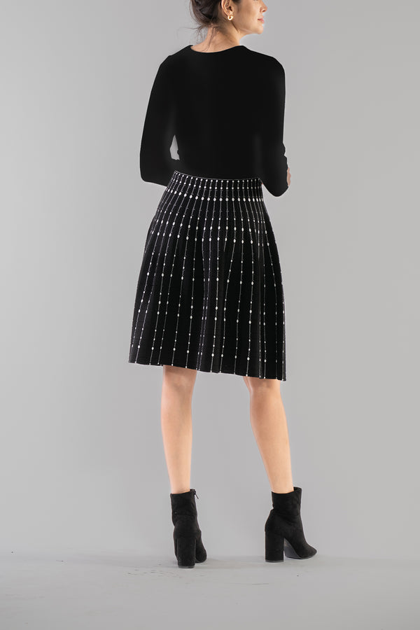 Julia Jordan LONG SLEEVE SCOOP NECK SWEATER DRESS BLACK WHITE