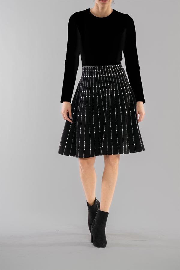 julia jordan LONG SLEEVE SCOOP NECK SWEATER DRESS BLACK WHITE