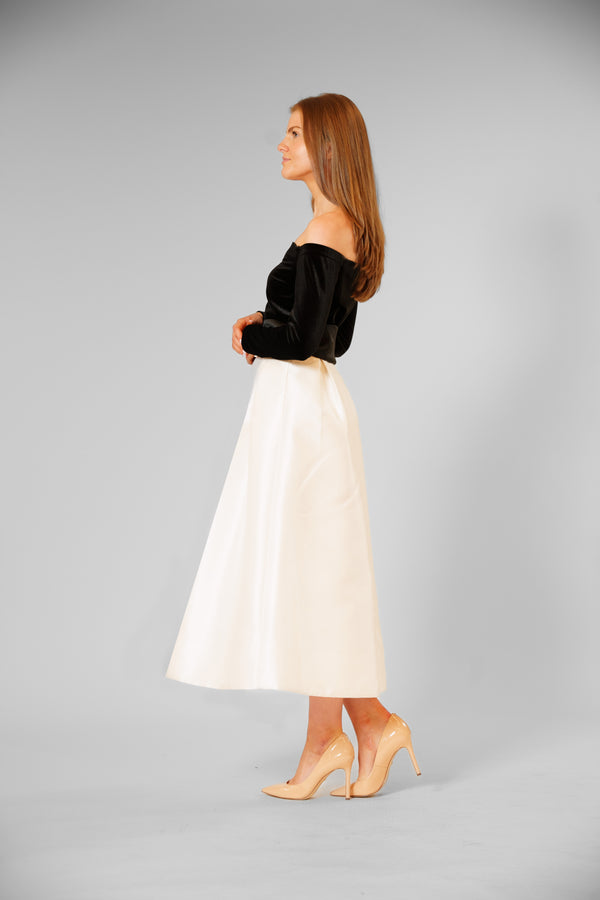 Julia Jordan LONG SLEEVE VELVET W MIKADO SKIRT BLACK MULTI
