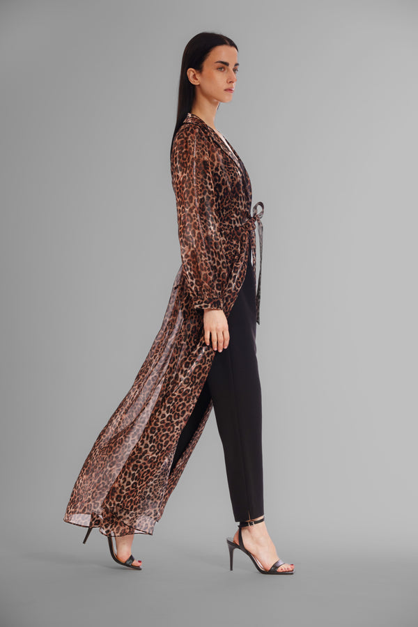 Julia Jordan LONG SLV SHIRT DRESS WITH JUMPSUIT LEOPARD